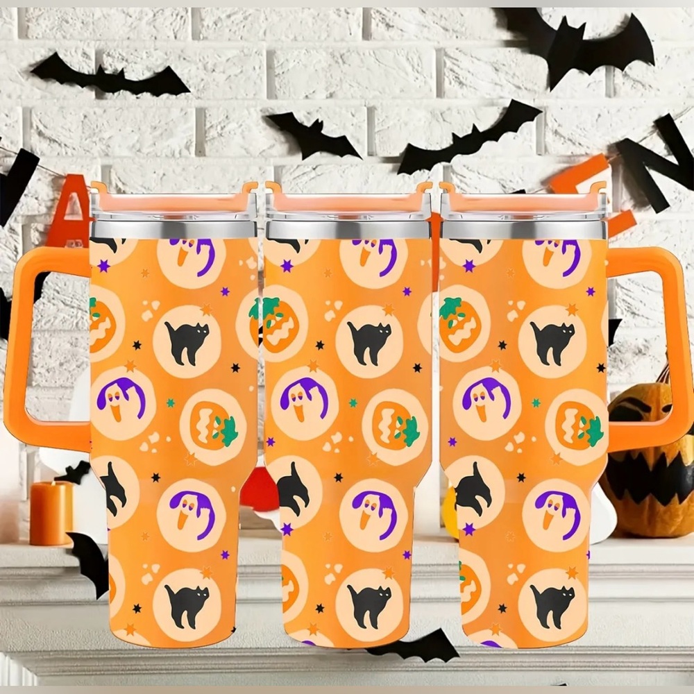 New Orange Halloween Cookies Stainless Steel Tumbler